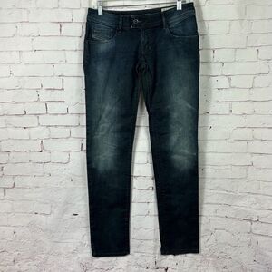 Diesel Jeans Womens 27x30 Nevy Slim Tapered Leg Stretch Low Rise Dark Wash Blue